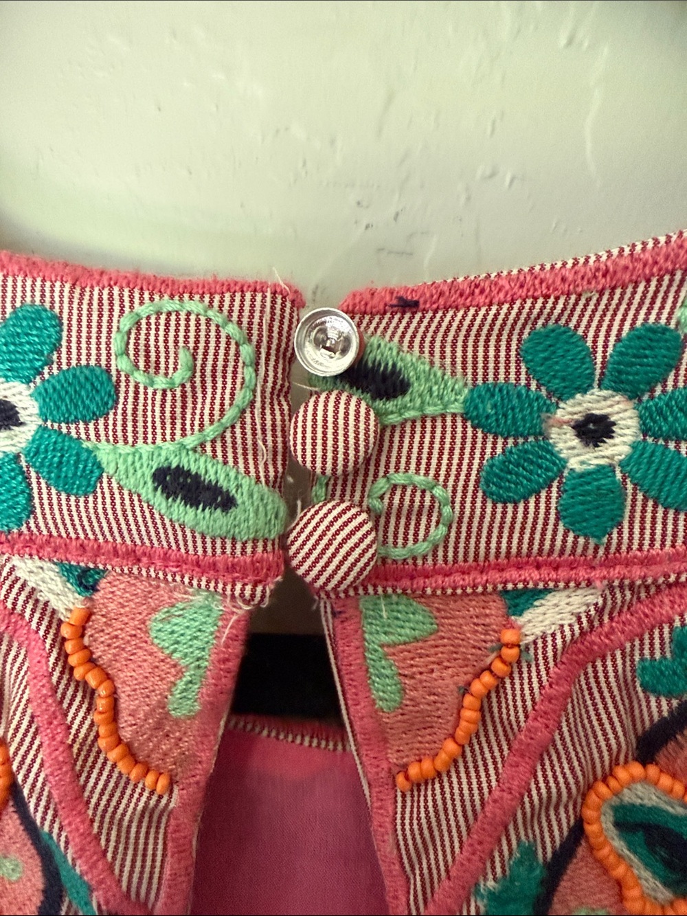 Anthropologie Pink Floral beading & Embroidered Swing Mini Dress - Picture 5 of 5